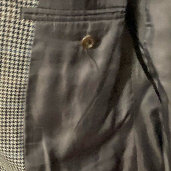 CHAPS Men's 100% Silk Olive Houndstooth Two-Button Blazer Sport Coat Jacket 42L - Picture 5 of 7